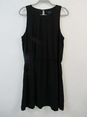 Theory Size 12 Black Jaila Silk Georgette Dress Sleeveless Tank Scoop Neck LBD